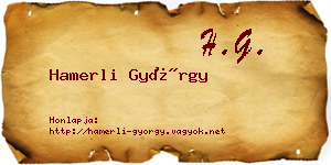 Hamerli György névjegykártya
